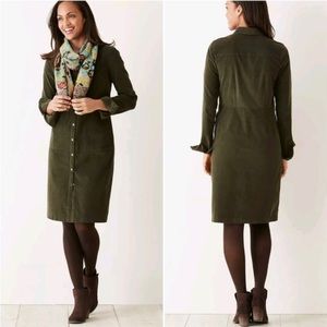 J. Jill Corduroy Olive Long Sleeve Dress